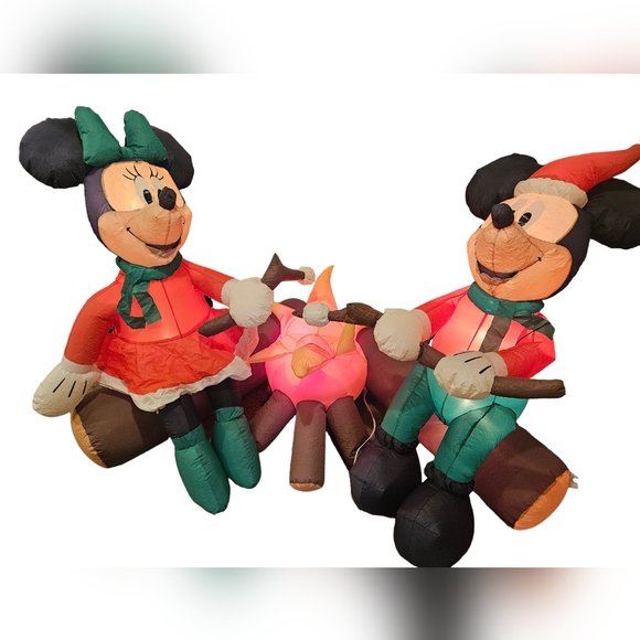 Gemmy Holiday Rare Gemmy Disney Christmas Mickey Minnie Roasting Marshmallows Inflatable